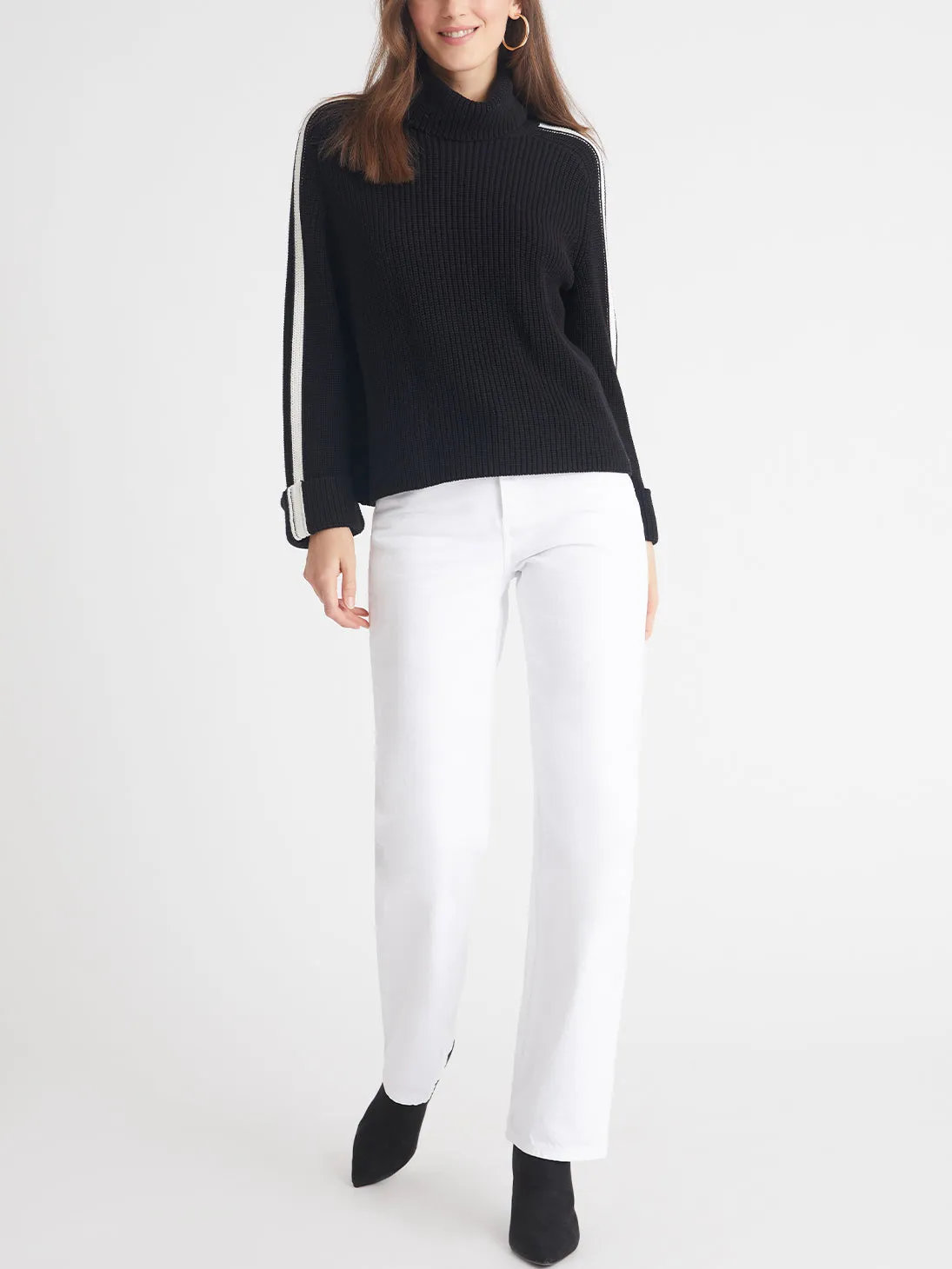 Vida: 100% Cotton Tipped Turtleneck Sweater