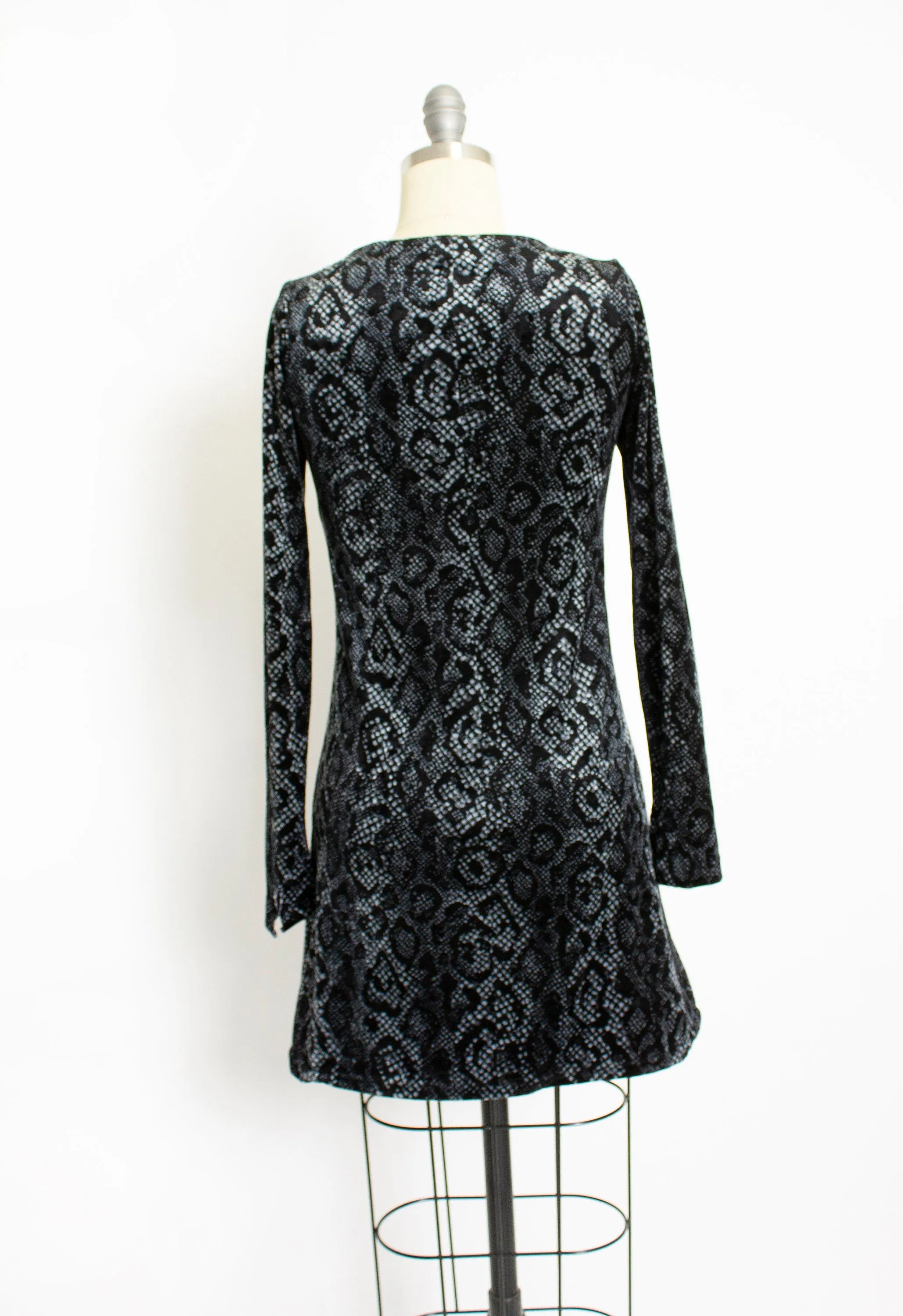 Vintage Betsey Johnson Dress 1990s VELVET Snake Printed Small S