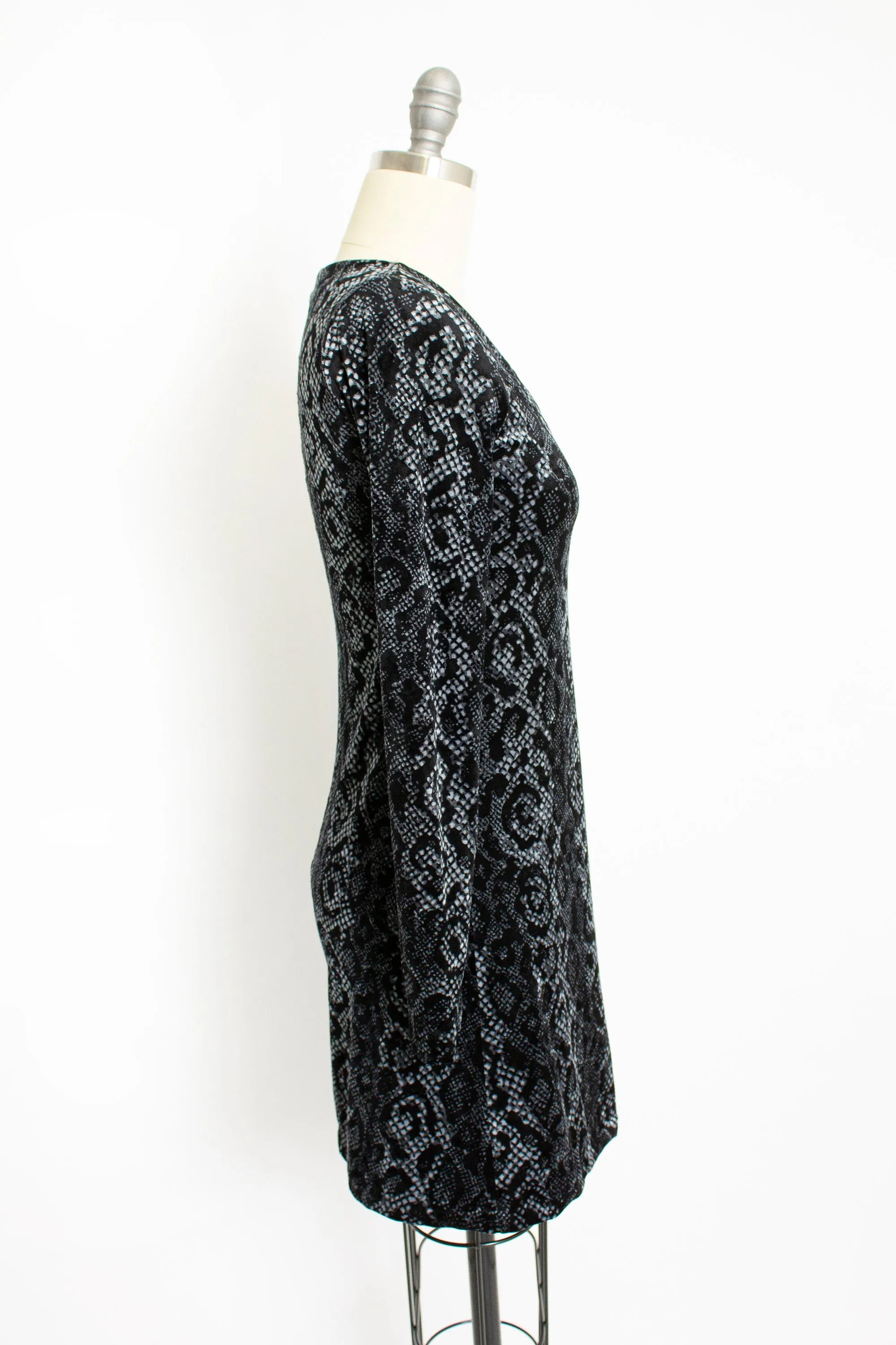 Vintage Betsey Johnson Dress 1990s VELVET Snake Printed Small S