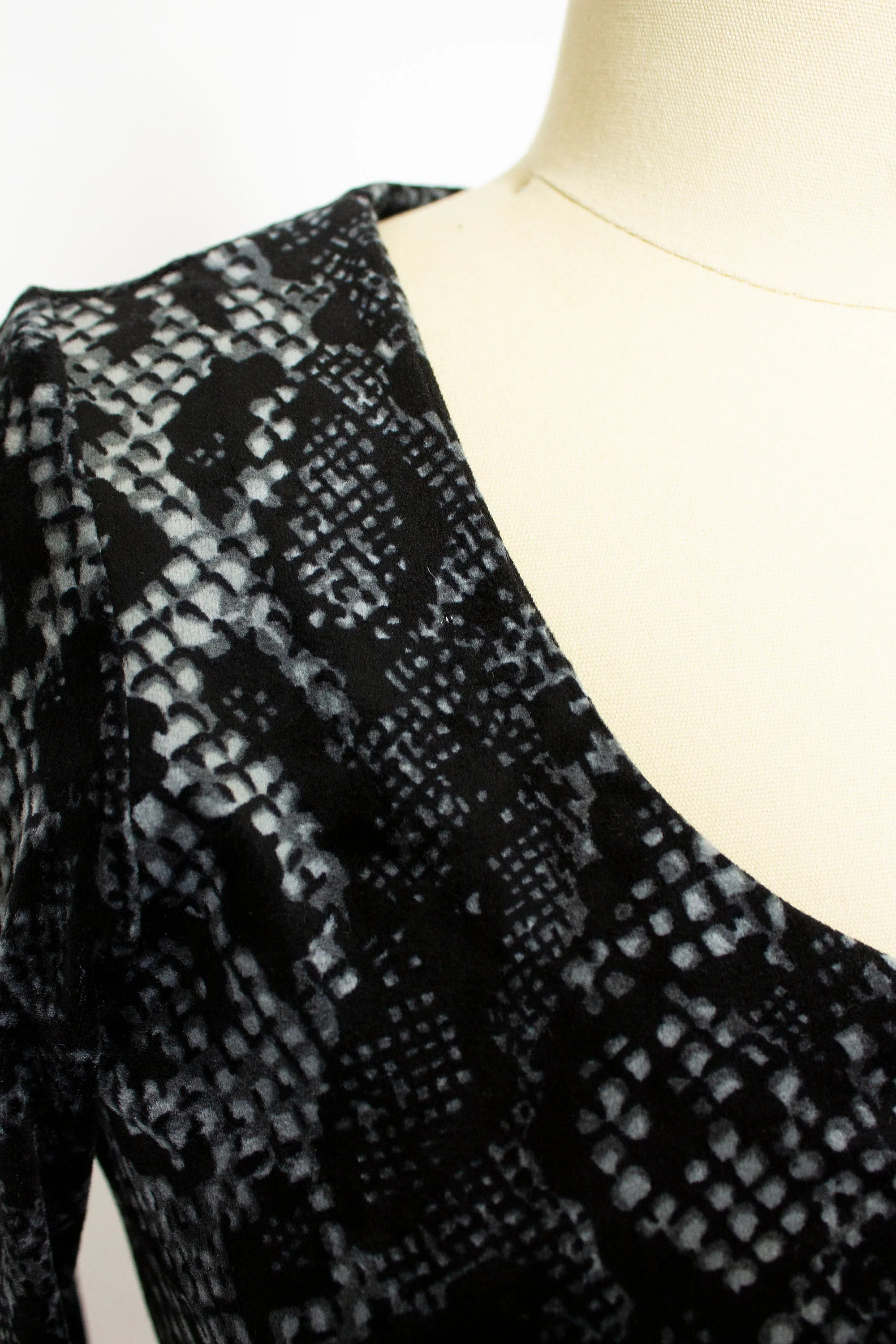 Vintage Betsey Johnson Dress 1990s VELVET Snake Printed Small S