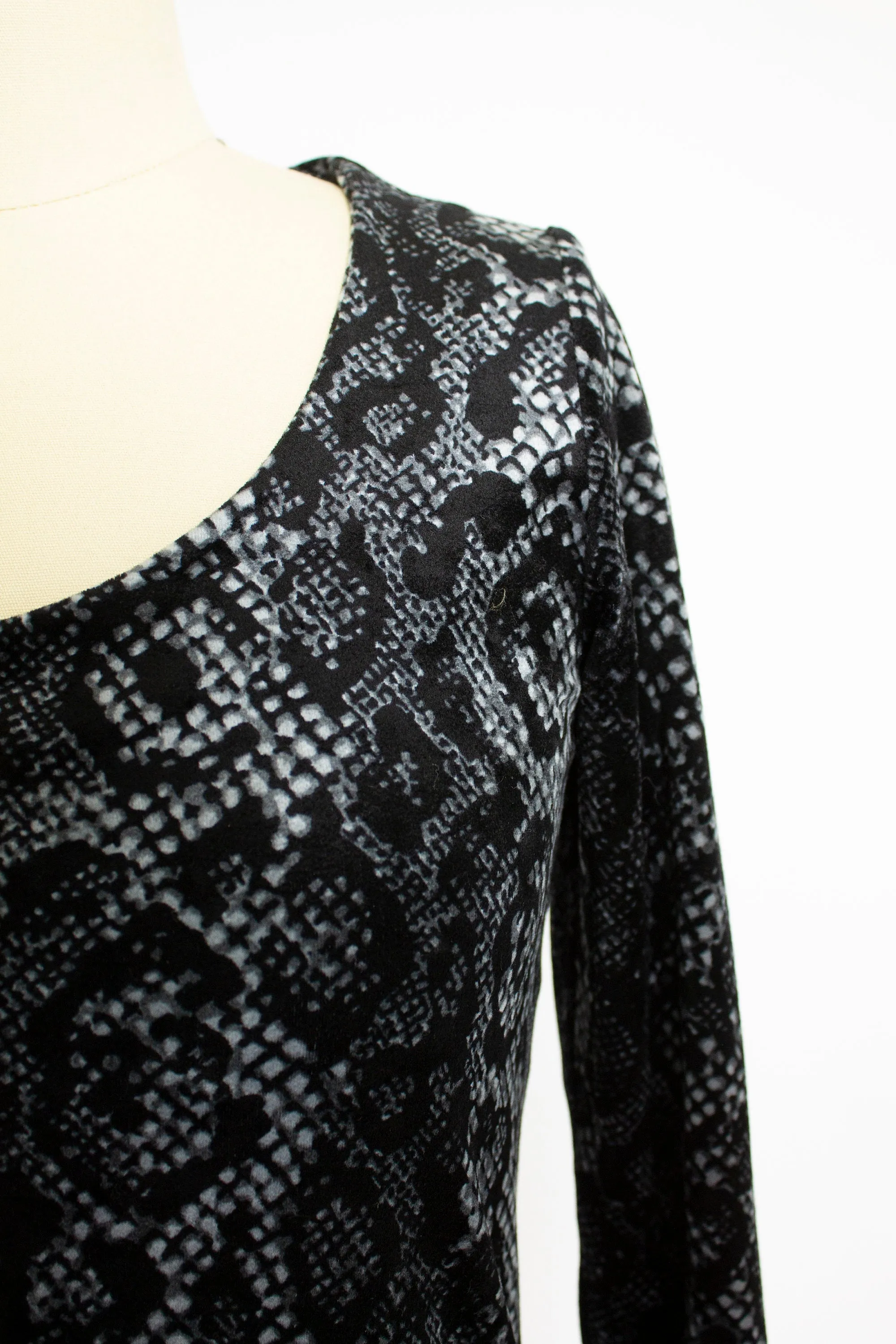 Vintage Betsey Johnson Dress 1990s VELVET Snake Printed Small S