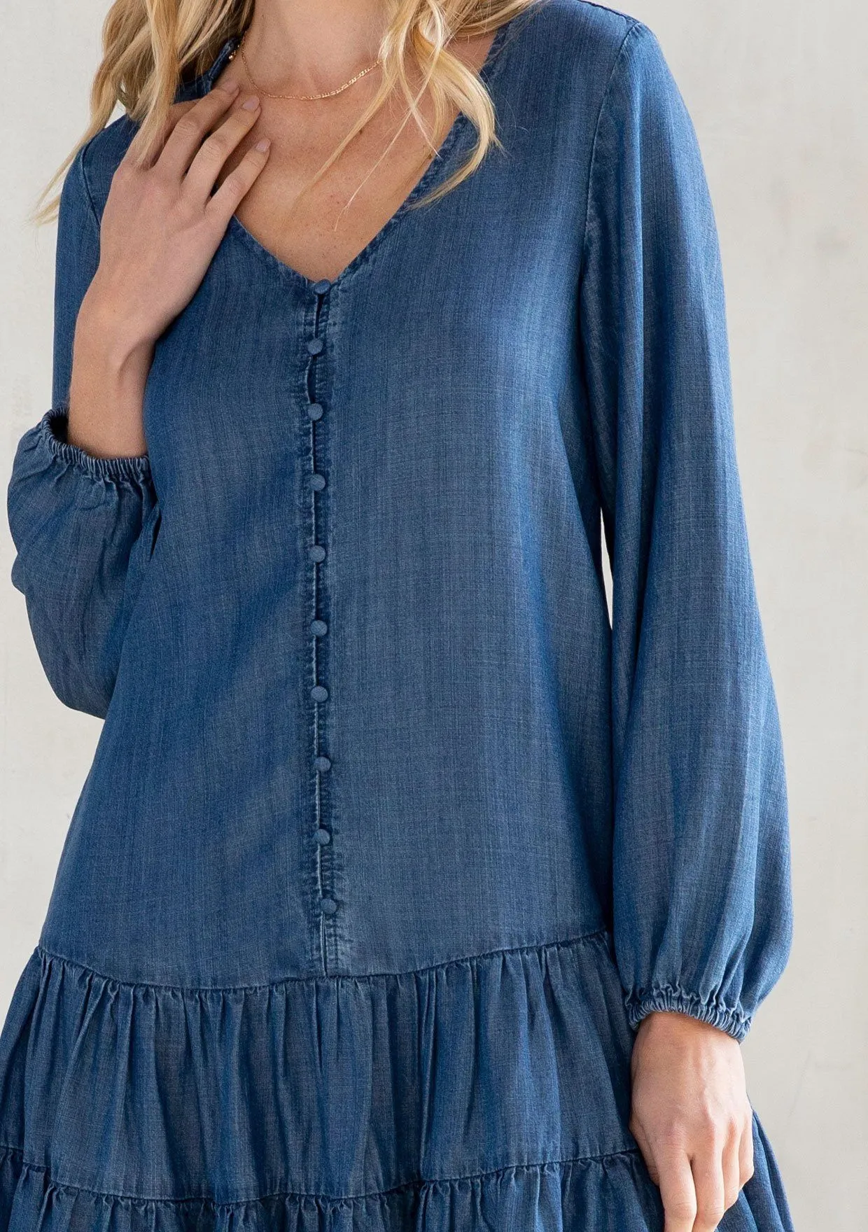 Washed Away Button Front Mini Dress