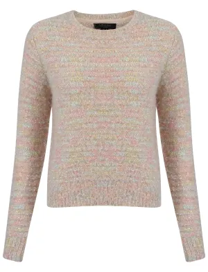 Womens Amara Reya Sweet Pea Crew Neck Jumper in Scallop Shell and Multicolour Twist