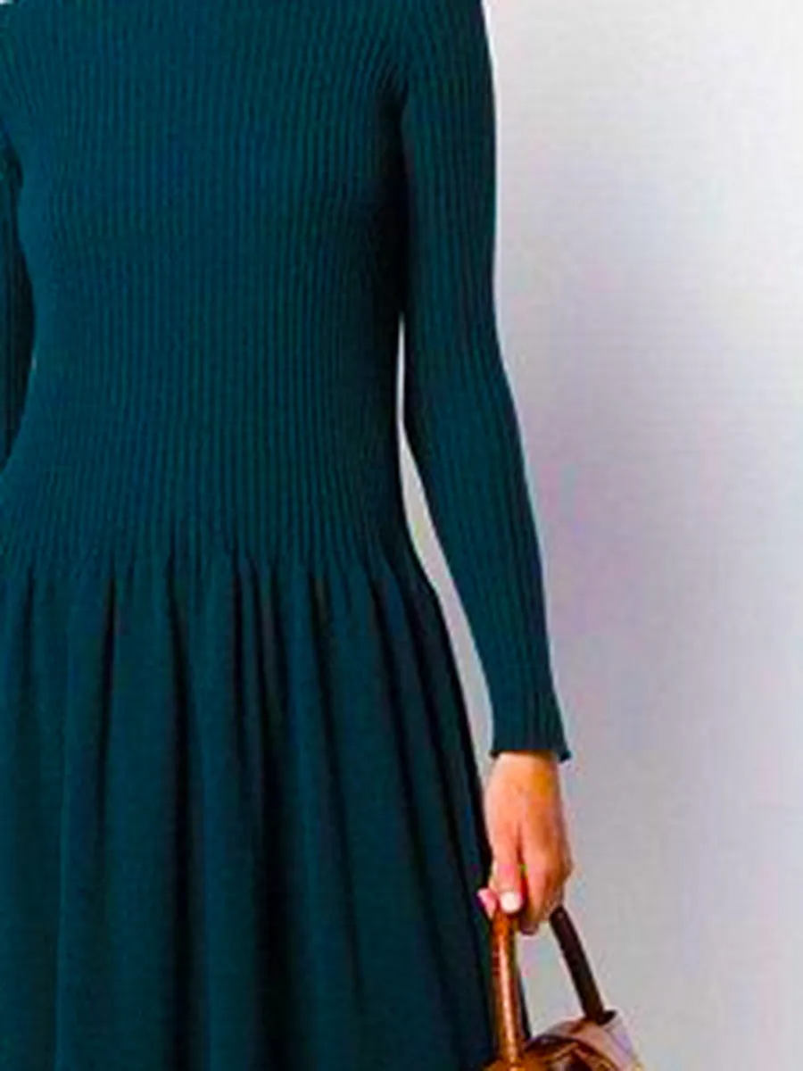 Women's Solid Color Casual Knitted Long Dress