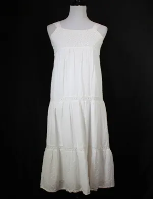 Women's Vintage White Swiss Dot Babydoll Dress - XS