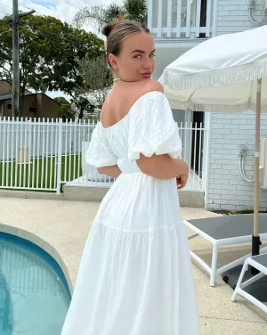 ZESICA Boho Off Shoulder Ruffled Flowy Midi Dress